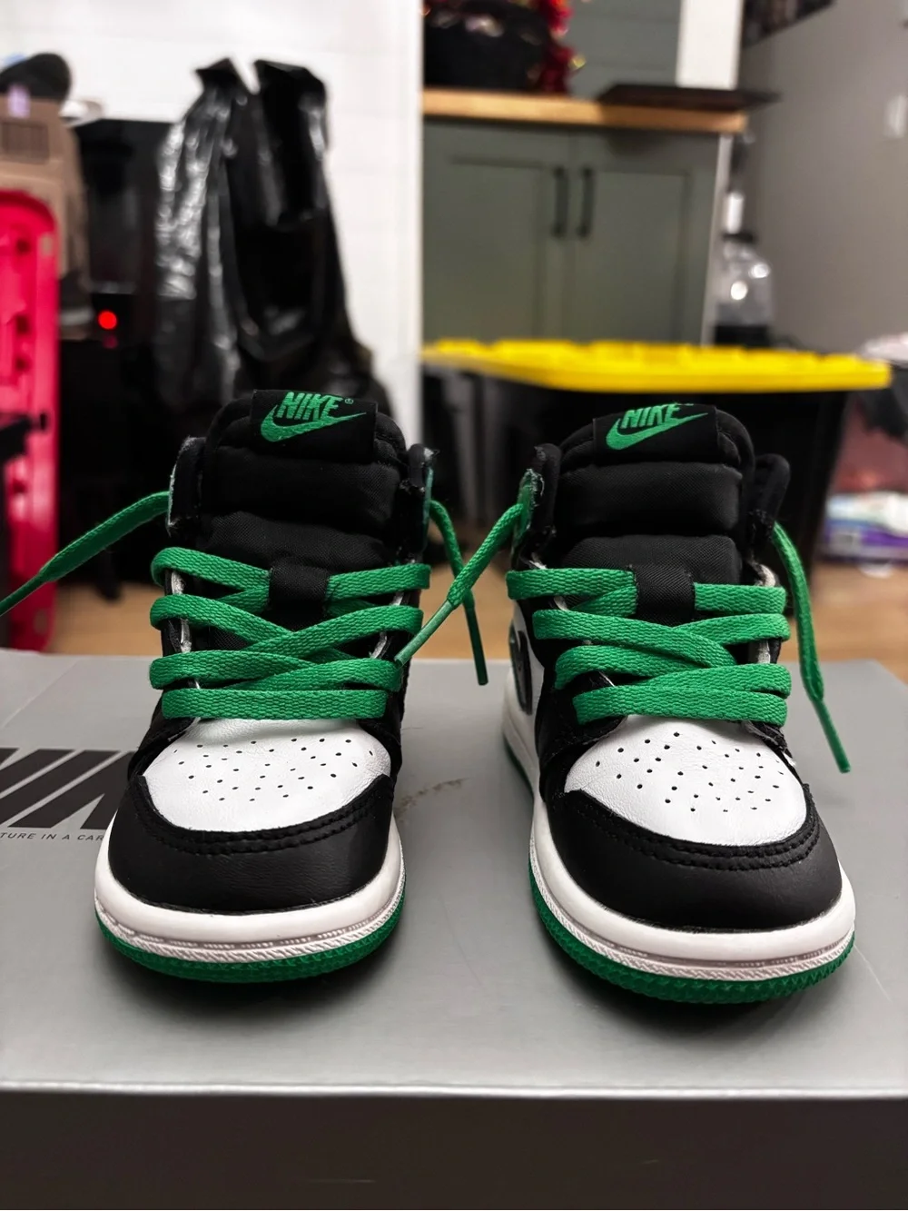 Nike Kids Sneakers Black White Green High-Top